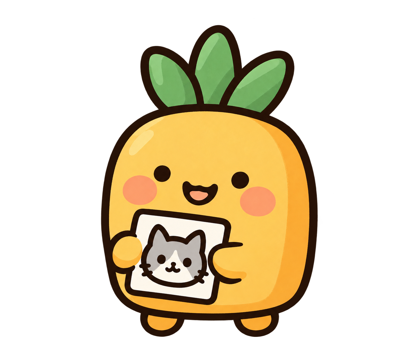 Fengli holding an illustrated sticker
